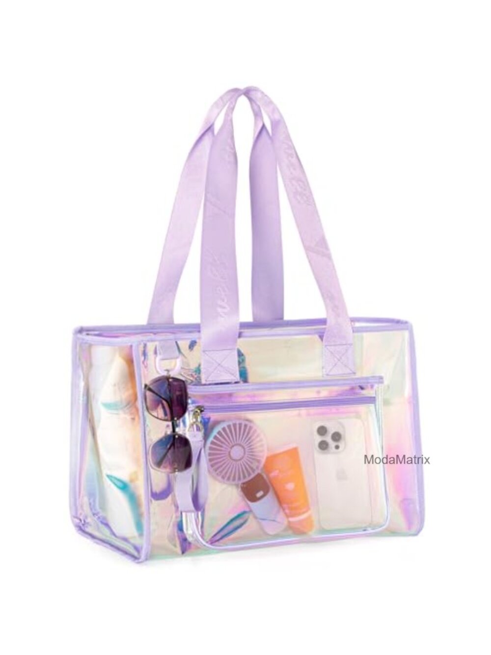 Large Iridescent Beach Tote Bag Foldable PVC Waterproof Women Handbag